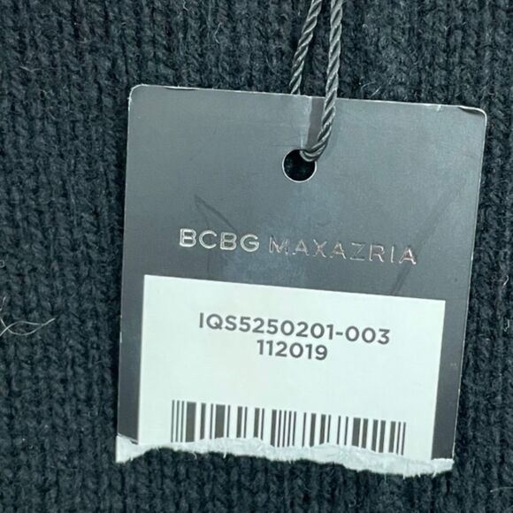 NWT‎ BCBGMaxAzria Merino Wool Black Blue High-Low Split Back Sweater Size XS - Picture 4 of 7